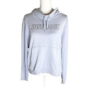 Nike Lilac Glacier Pullover Funnel graphic spell out Hoodie Sweatshirt sz medium